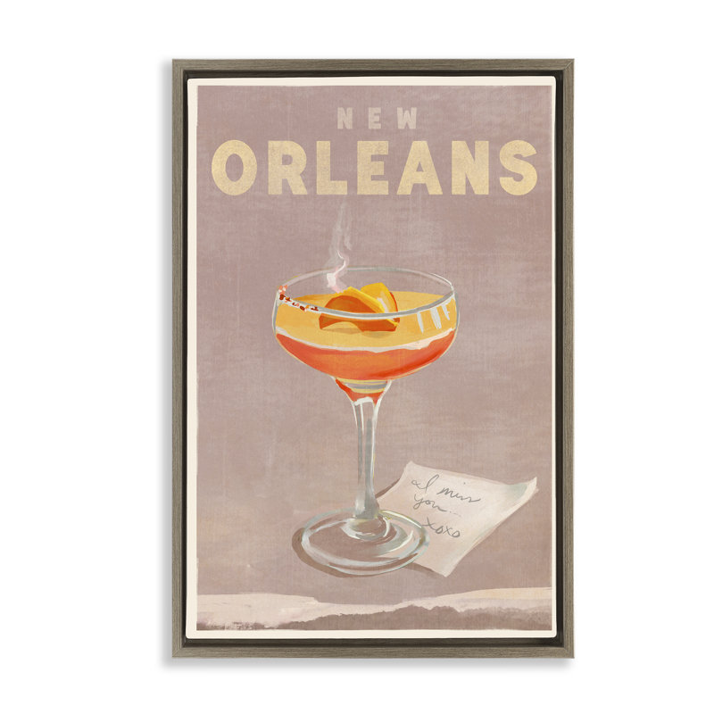 Toile flottante encadrée «New Orleans» par The Whiskey Ginger, H 25 po x l 17 po, Cadre flottant orme Montalcino