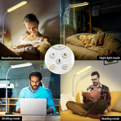 Lampe sur pied à DEL avec télécommande et contrôle tactile, lampe sur pied à col-de-cygne réglable super lumineux de 18 W, gradation continue et température de couleur, lampe de lecture attentionnée pour le salon, la chambre à coucher, le bureau