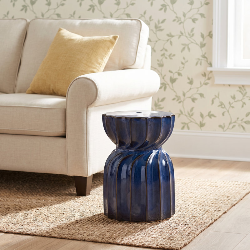 Stonesfield Ceramic Accent Stool, Blue