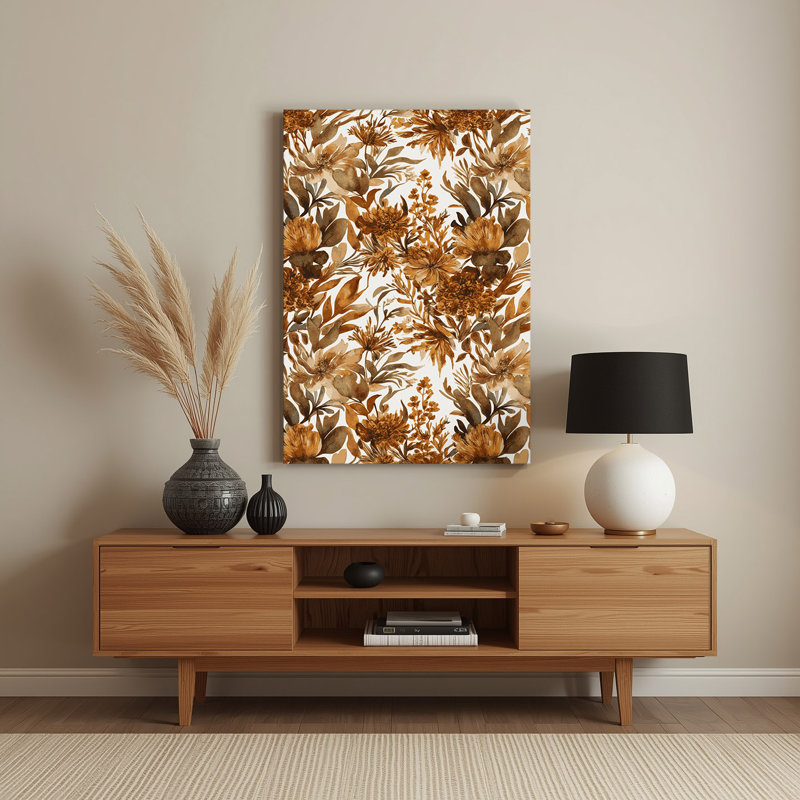 Aquarelle florale, art mural en métal brun 48, H 10 po x l 8 po