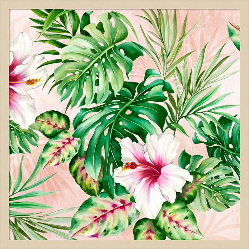 «Hot Tropical Floral» par Alex, impression sur bois encadrée, H 25 po x l 25 po