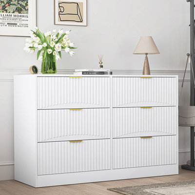 Commode 6 tiroirs en bois pour chambre à coucher, salon