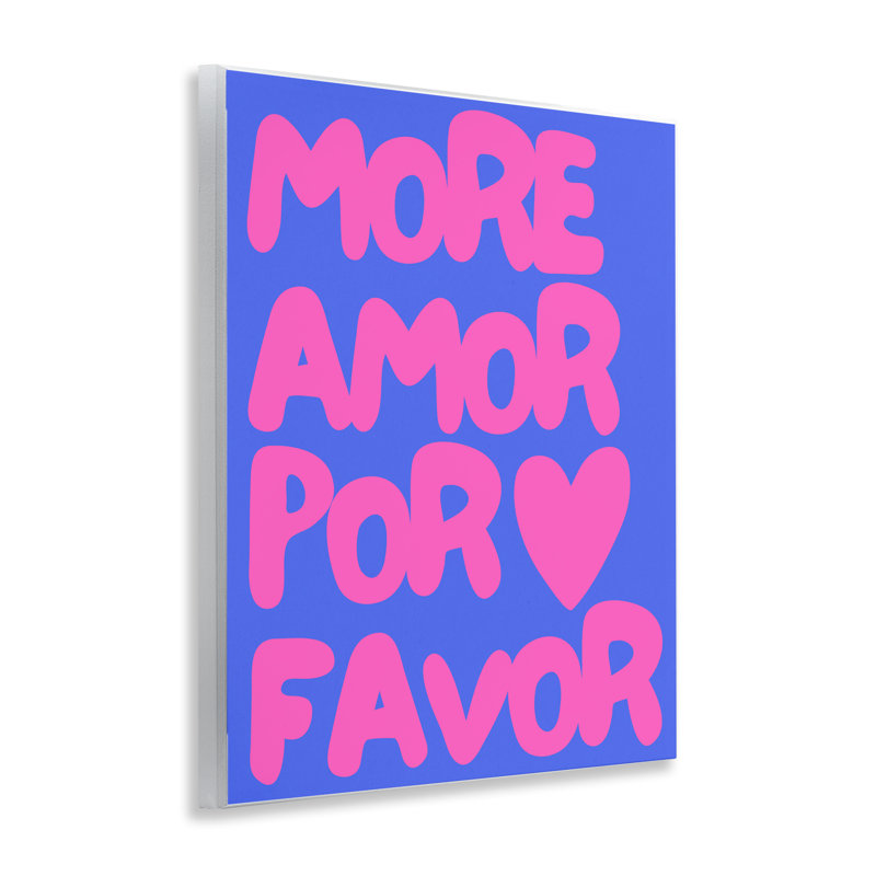 «More Amor», art mural bleu sur bois par House of Lulu