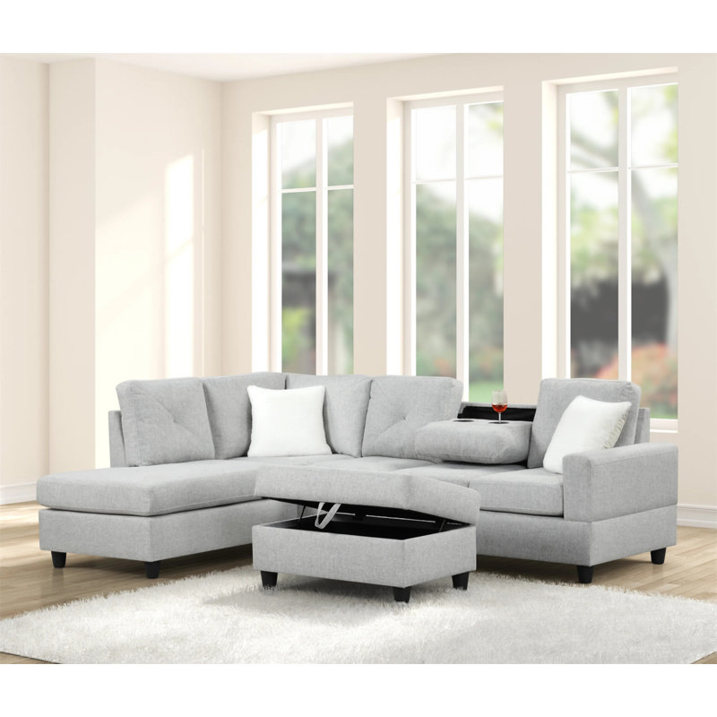 Modern Gray L-Shaped Sectional Sofa