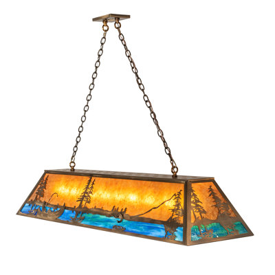 61"L Trout & Fisherman Oblong Pendant