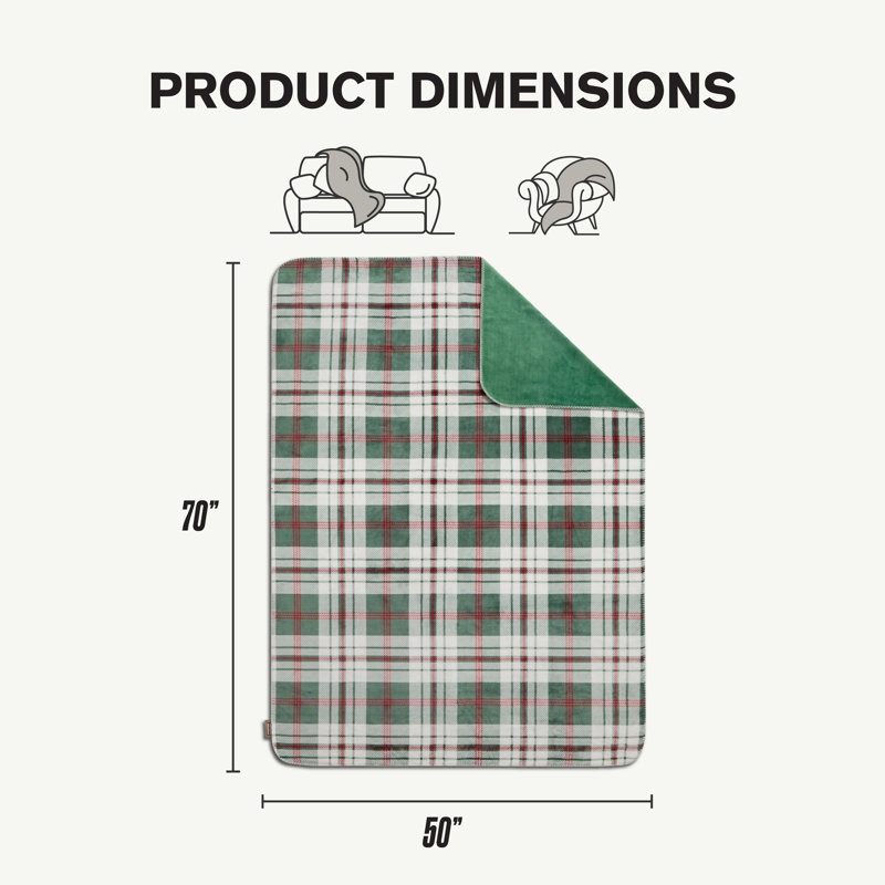 Hunter Reversible Plaid Plush Throw Blankets, Douglas