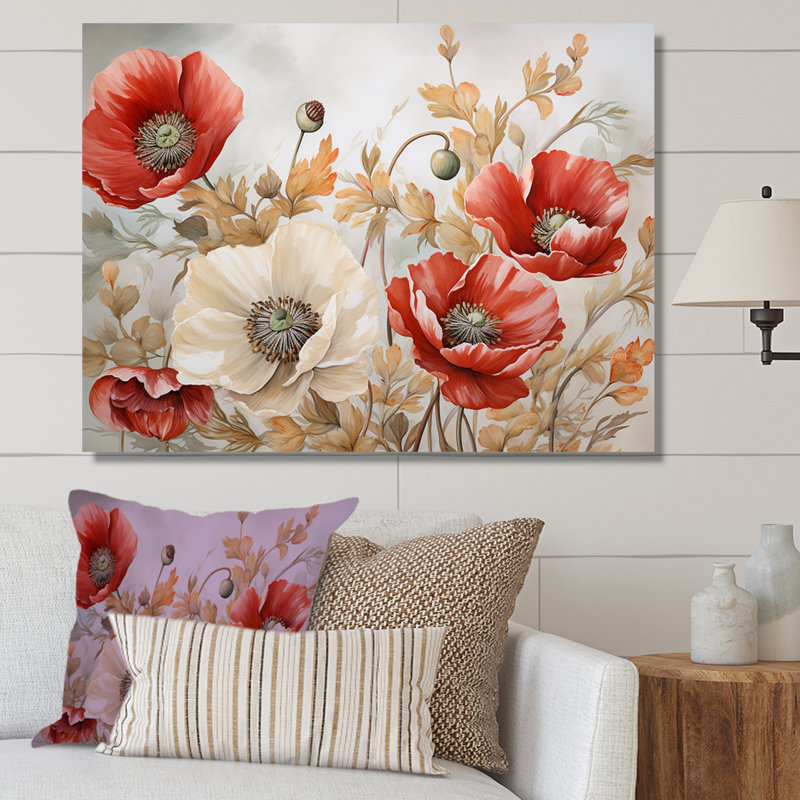Charme des coquelicots dans Winter Delight II, H 30 po x l 40 po x P 1,5 po, Toile tendue