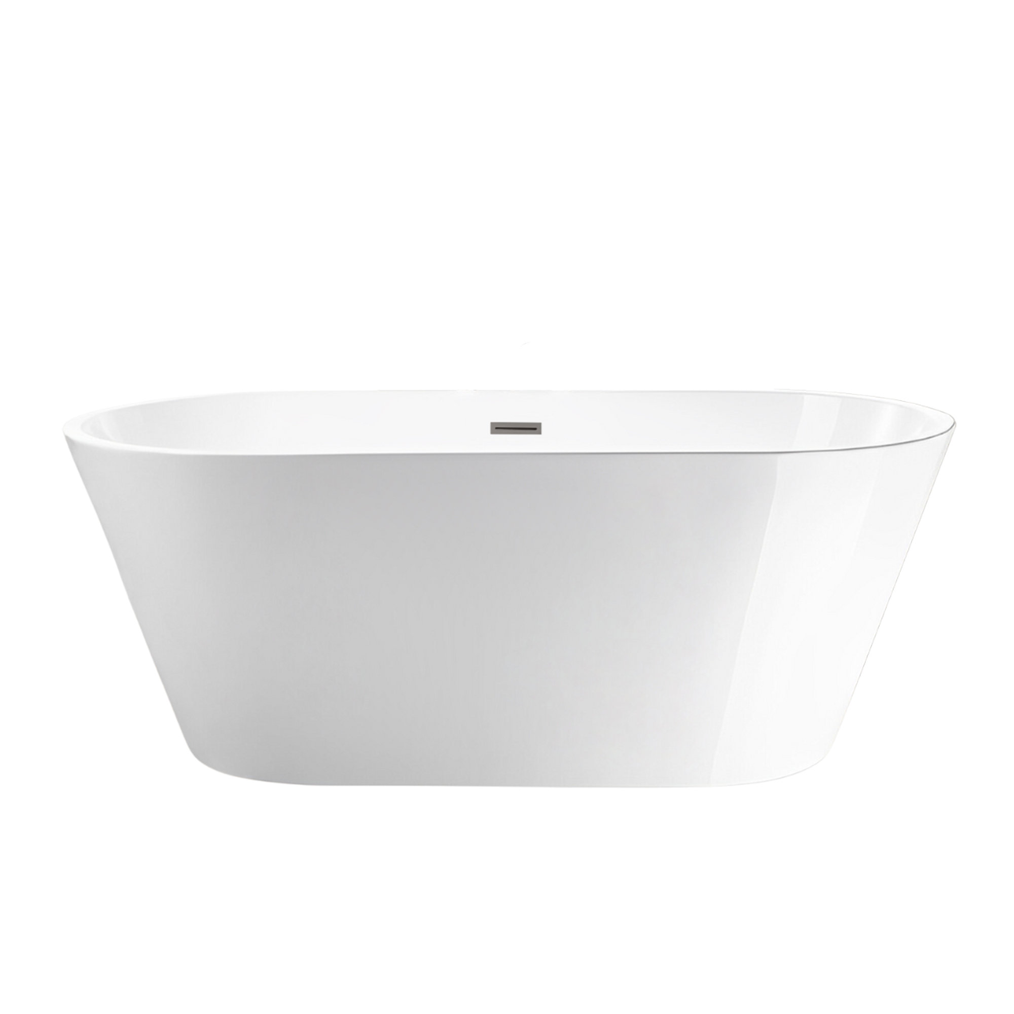 54'' x 29'' Freestanding Soaking Acrylic Bathtub, White/Brushed Nickel