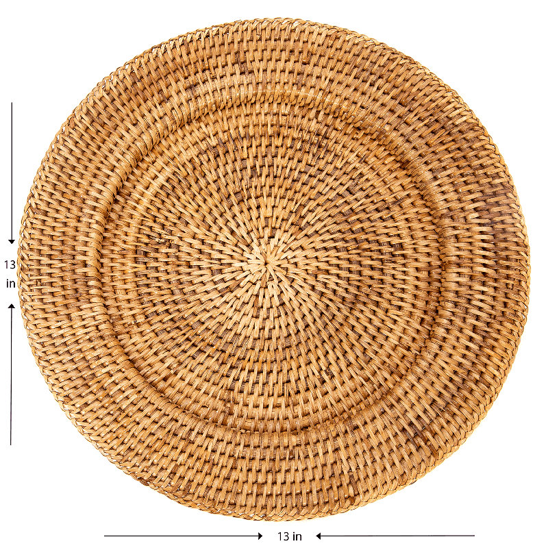 Honey Brown Handwoven Rattan Charger Plate
