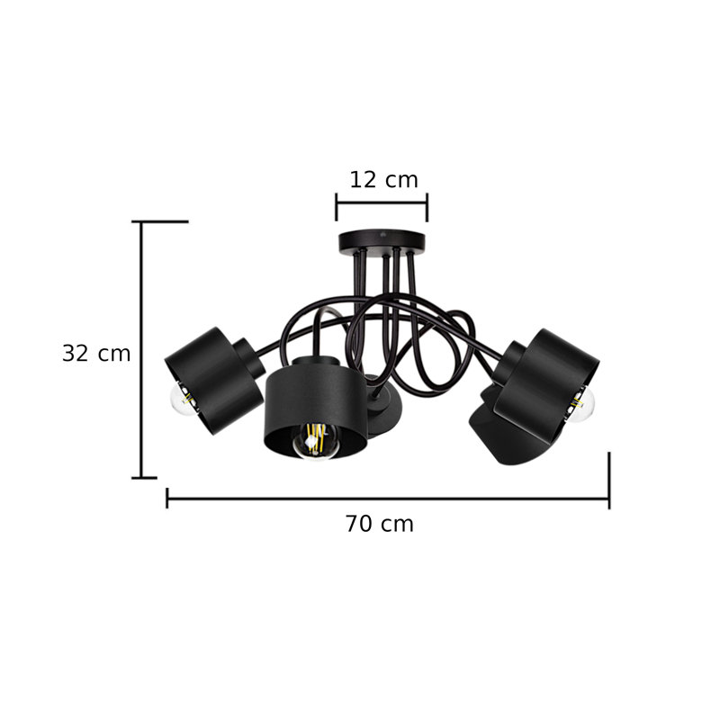Bavory Flush Mount, Black, Black
