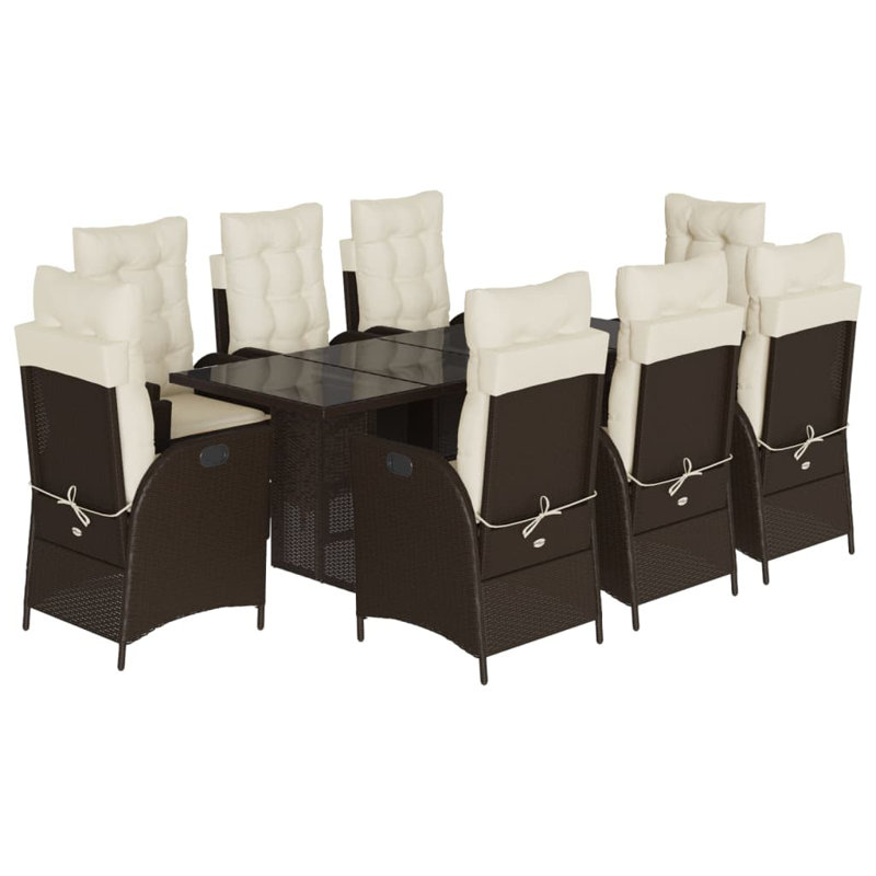  Garden Dining Set Brown, Cream White