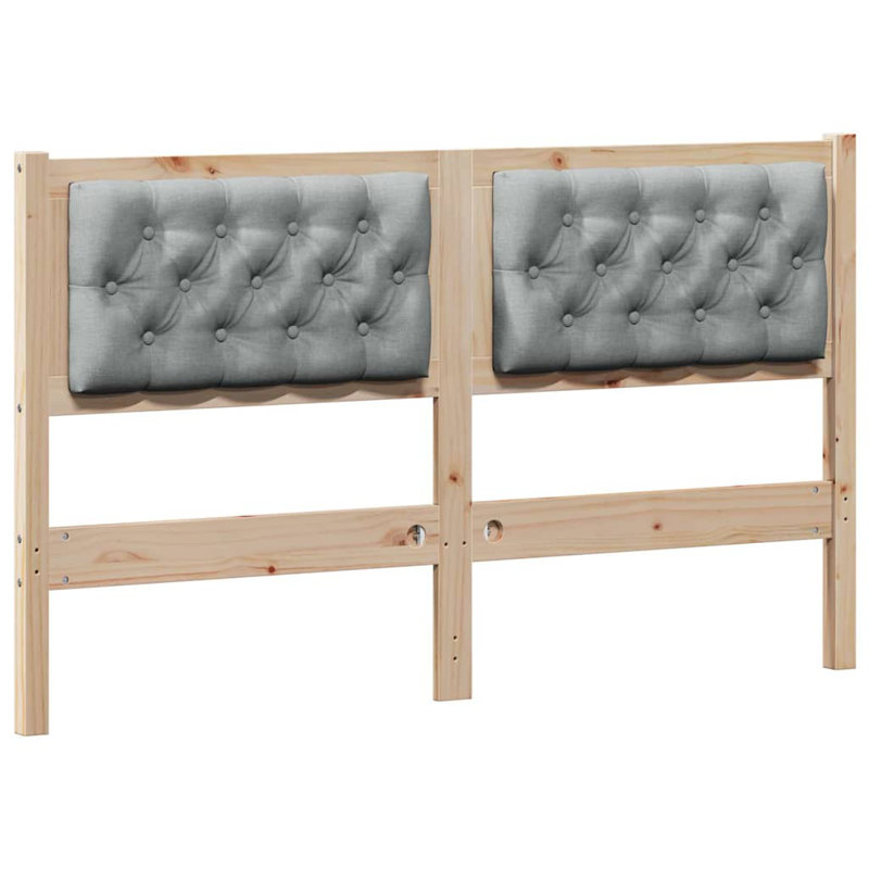 Solid Wood Headboard, Brown, EU Double - 140 x 200 cm, Light Grey