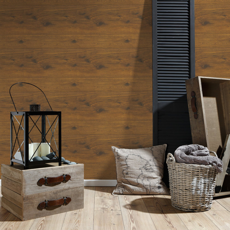 Woods and Wicker Collection Knotted Forest Wood Effect Wallpaper Roll, Brown