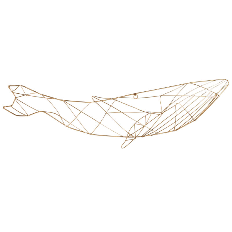 Gold Geometric Whale Metal Wall Art for Kids
