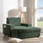 Canapé-lit surdimensionné de 42 po pour l'intérieur, canapé en fausse fourrure de lapin avec repose-pieds avec rangement et accoudoirs, porte-gobelets, fauteuil-lit rembourré, canapé de lecture avec assise profonde-999269738