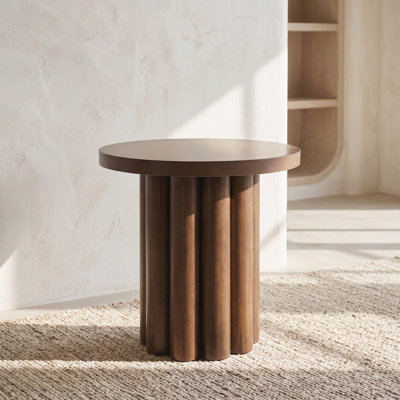 Table de bout ronde brune