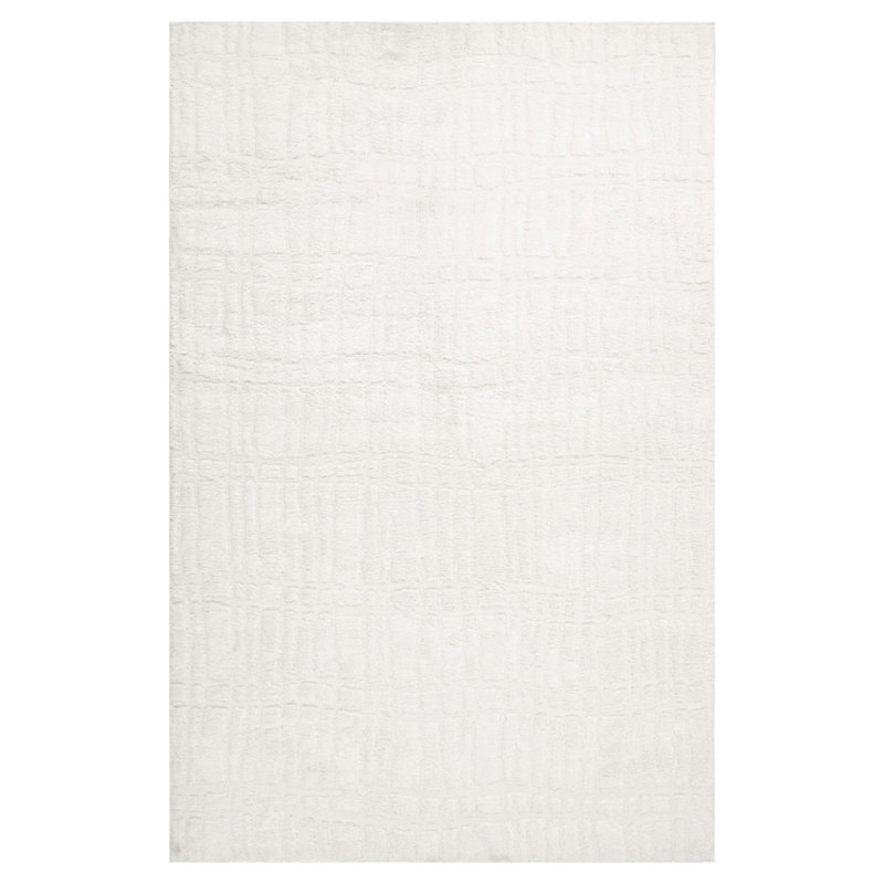 Modern Geometric Lines Area Rug, Ivory, 8x10