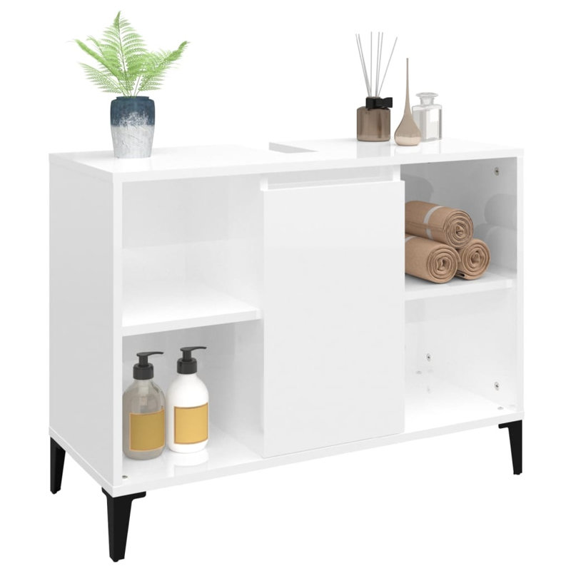 Skagway Freestanding Bathroom Cabinet, High Gloss White
