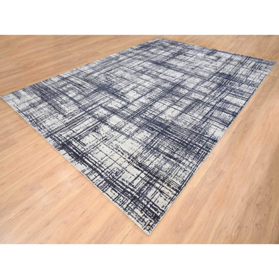 Tapis gris anthracite moderne tissé à la main en laine et en soie à base de laine 10 po x 13 po 9 po 2EC2EF239D1240F3ACA190850A6C036B