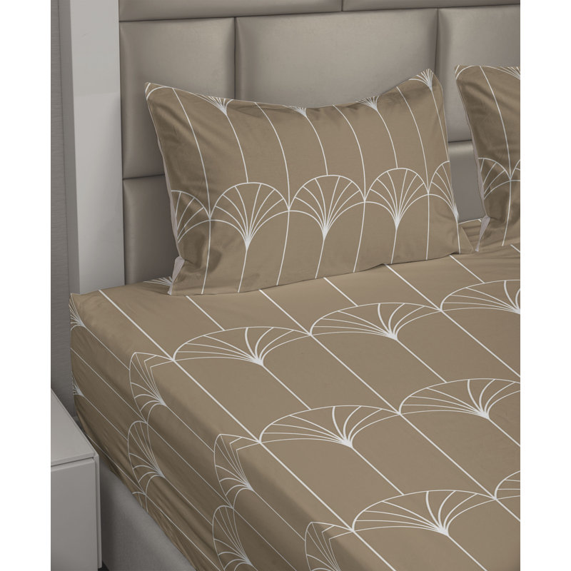 Ensemble de draps à motif de feuilles de palmier 4 pièces Ambesonne, Ensemble de draps pour très grand lit avec 2 taie