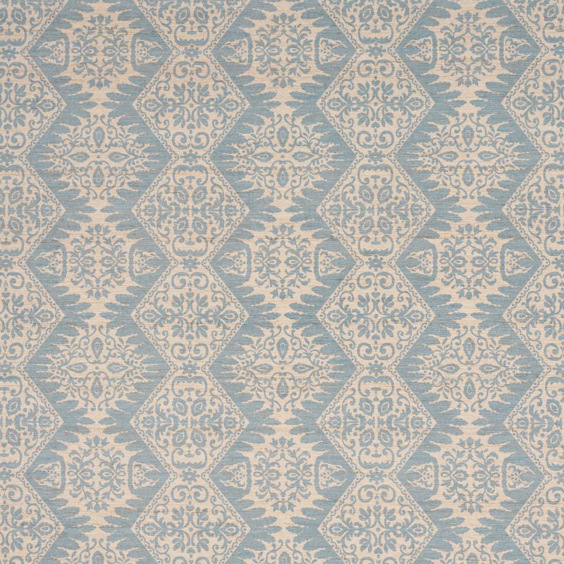 Berkeley Hand Printed Silk Fabric, Blue