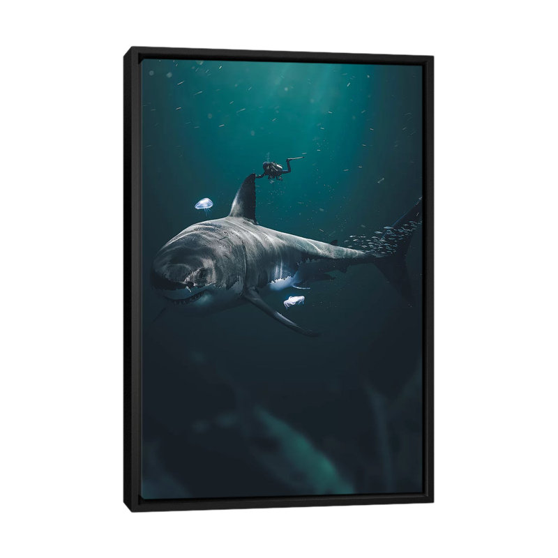 The Megalodon 1 Piece Wall Art on Canvas, 66.04 cm H x 45.72 cm W, Black Framed