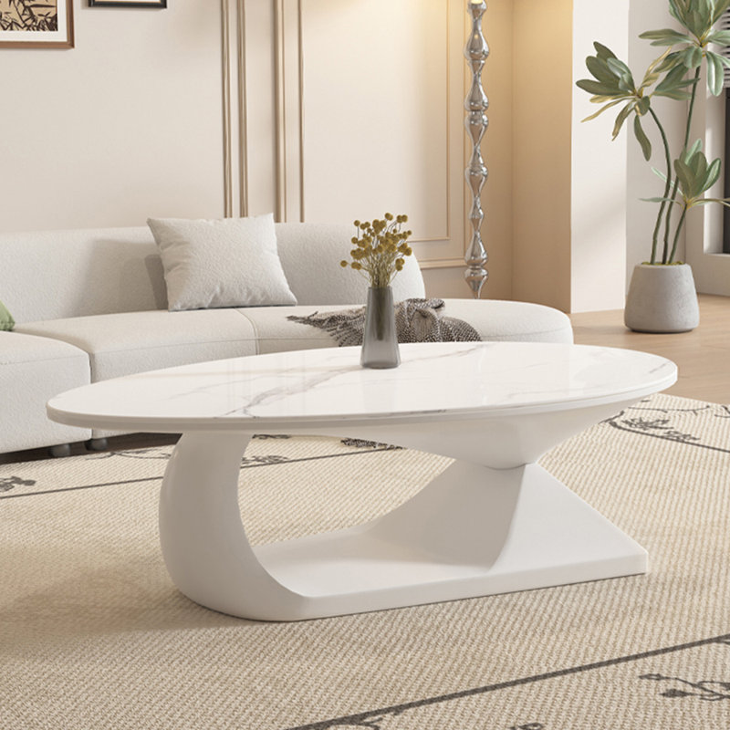 Table basse italienne simple moderne, Blanc, H 15,7 po x L 47,2 po x l 31,5 po