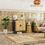Buffet 31,5 "avec 2 portes et tablettes en rotin