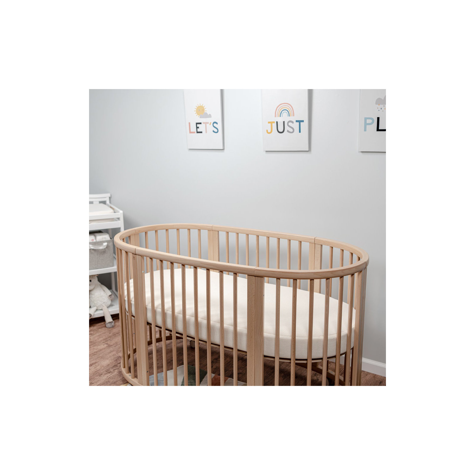 Organic Breathable Oval Crib Mattress (For Stokke Sleepi Bed V3), 27.5" H x 53.7" W x 3" D