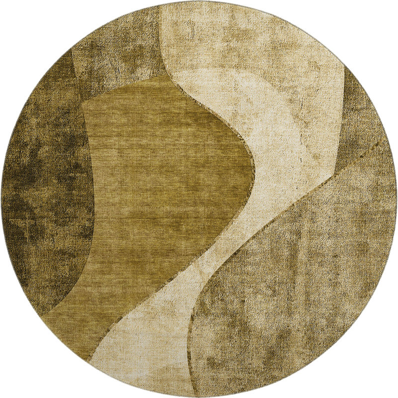 Premium Machine Washable Cerrito Brown Rug, Round 8'