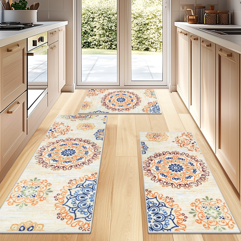 Farmhouse Kitchen Rug Set – Washable, Non-Slip, and Stylish Retro Floral Design for Kitchen, Entryway, Laundry & Bathroom