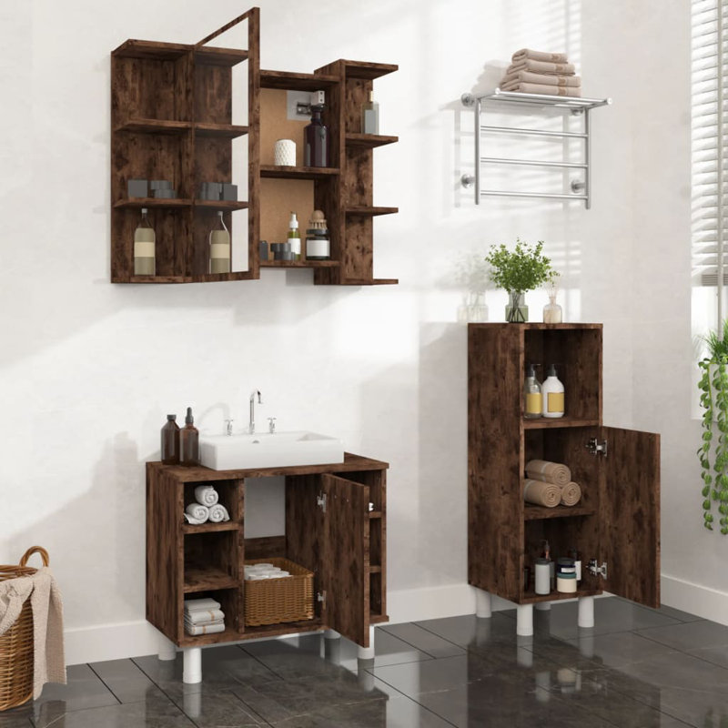 Ferranti Bathroom Storage Furniture Set,  Smoked Oak