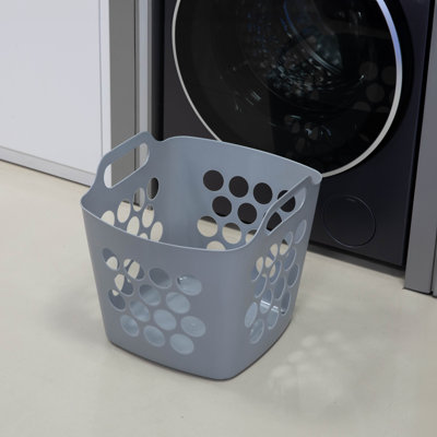 Flexible Plastic Carry Laundry Basket Holder Square Storage Hamper with Side Handles