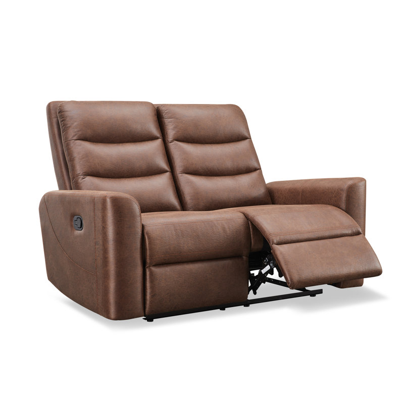 Aldah 58.5" Square Arm Reclining Sofa, Brown Polyester