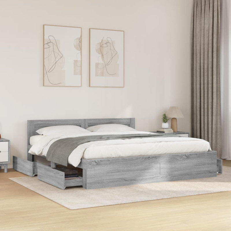 Storage Bed, Grey Sonoma, Super King (6')