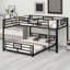 Lit superposé simple au-dessus d'un lit double en forme de L-1065054524