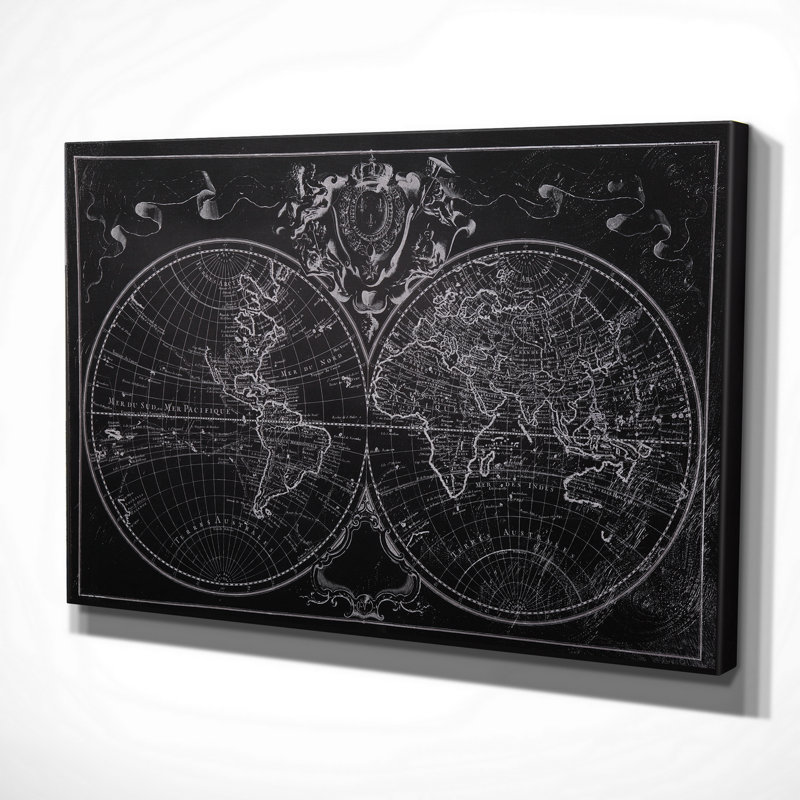 " Monde World Map Sketch ", 16" H x 20" W x 1.5" D