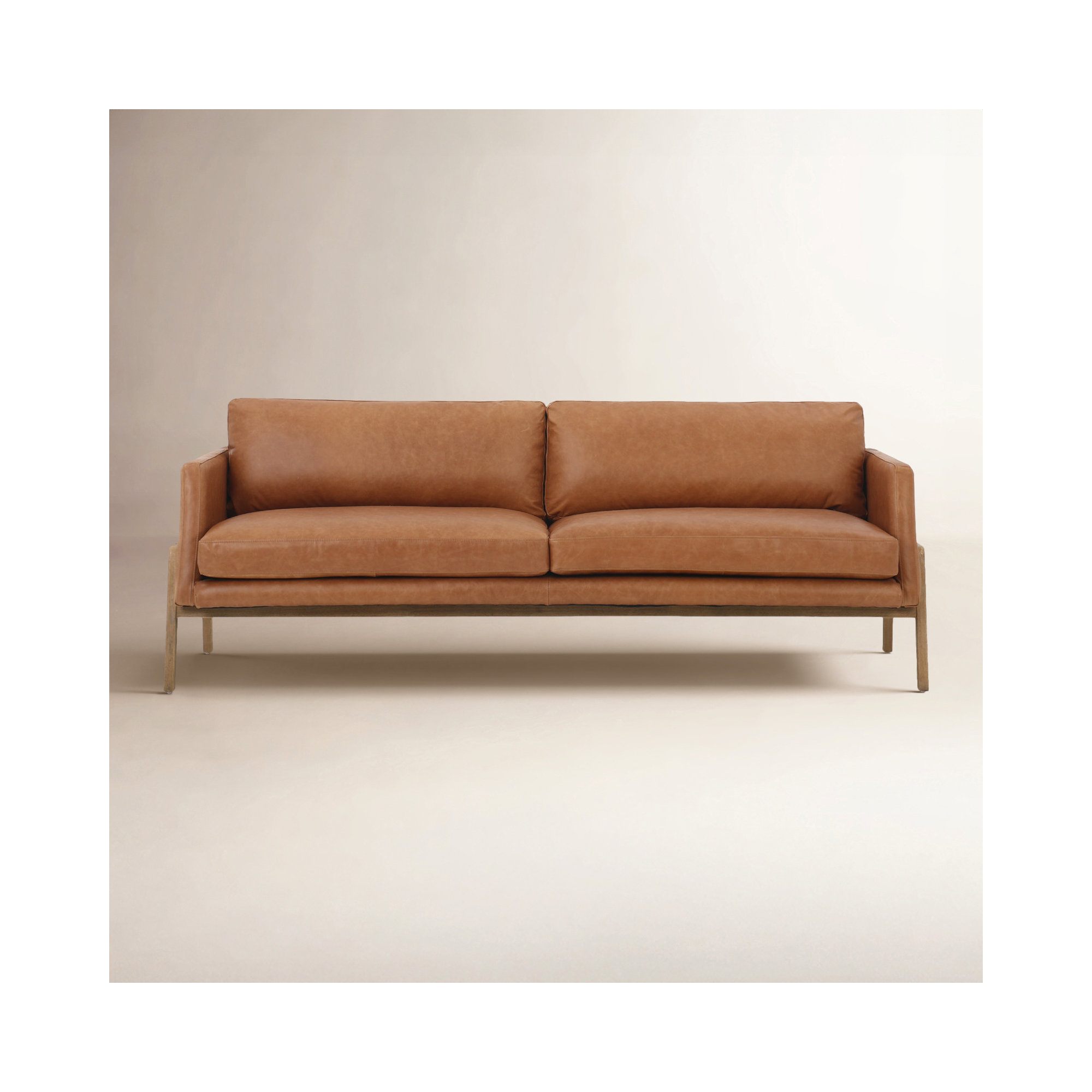 Viviana 84'' Upholstered Sofa, Beige, Sonoma Butterscotch Genuine Leather