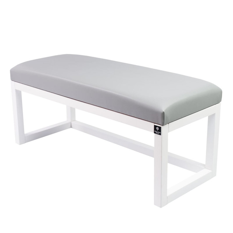 Faux Leather Upholstered Bench, Light Grey, 40cm H x 200cm W x 40cm D
