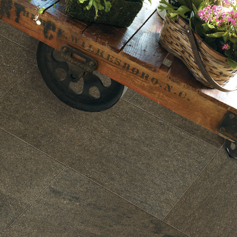 Storm 12'' W x 24'' L Porcelain Stone Look Singular Tile, Brown