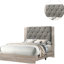 Lit pour grand lit, thème crème et gris, tête de lit, tête de lit en bois d'hévéa gris, cadre-173249571