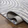 Megane MidCentury Art Deco Striped Arches Two-Tone High-Low Blue/White Rug