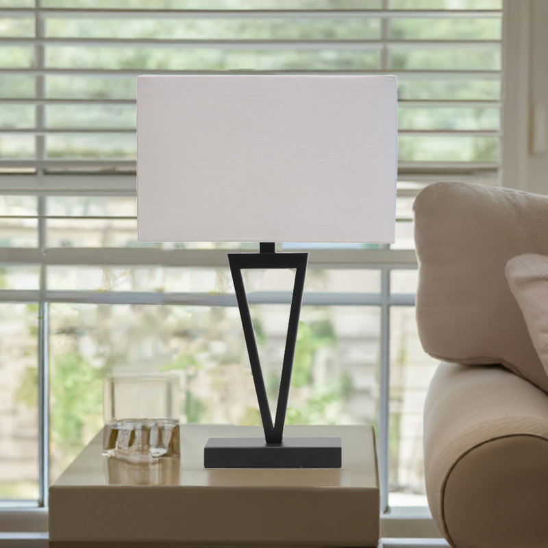 Airianna TABLE LAMP CW LINEN SHADE, Black, Ivory/White