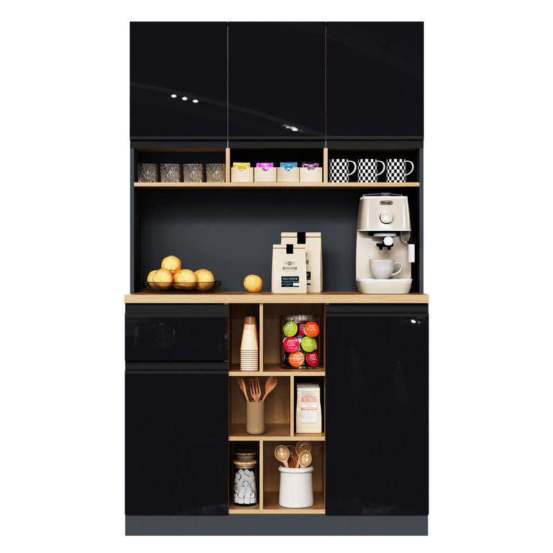 185cm Kitchen Pantry, Black