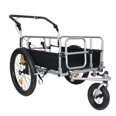 3-In-1 Heavy-Duty Bike Cargo Trailer -Bike Compatible Steel Frame, 110Lb Capacity, Convertible Stroller & Pull Cart W/Suspension, 20 *2-3/8" FAT Tire