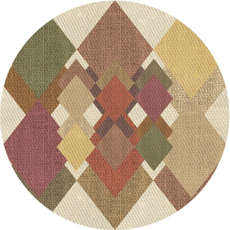Tapis 100% à motifs lavables à la machine 2989, Rond 6 pi