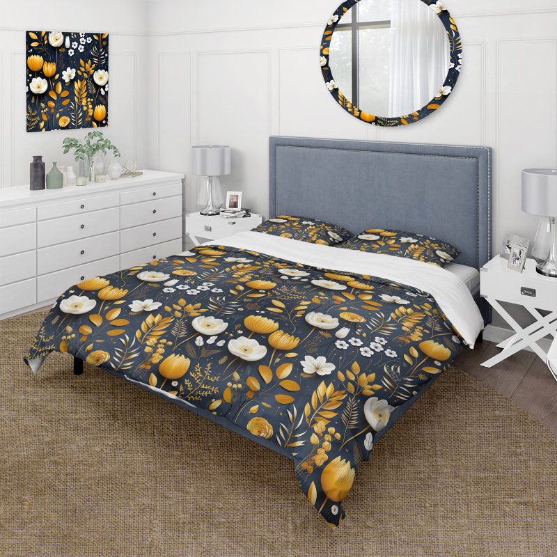 Ensemble de housse de couette Scandinavian Modern Elegant Florals, Housse de couette pour très grand lit et 2 très