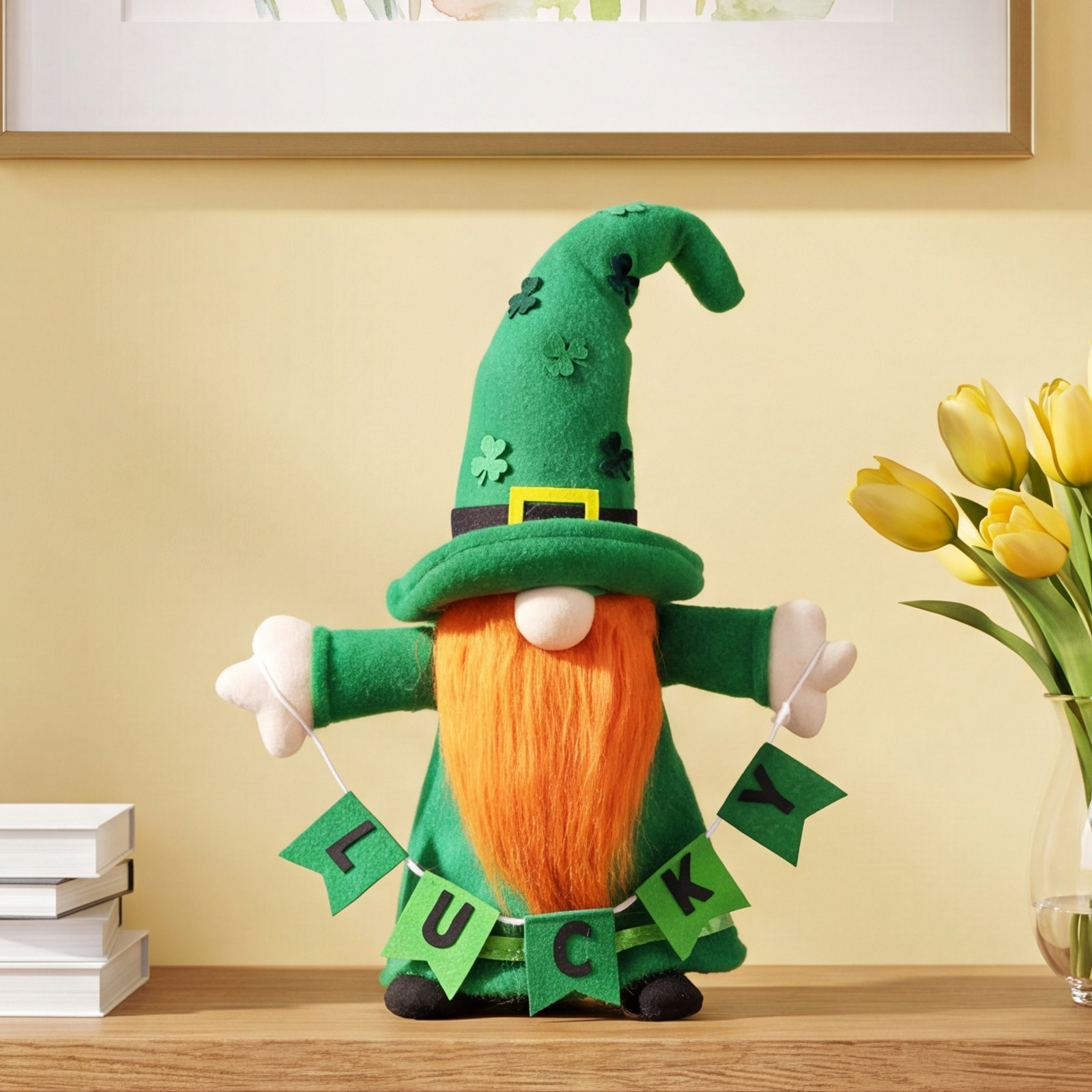 16" Green Shamrock Lucky Gnome St. Patrick's Day Figurine