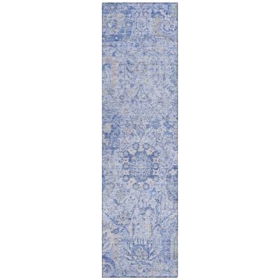 Geneva Blue Washable Indoor-Outdoor Rug - 