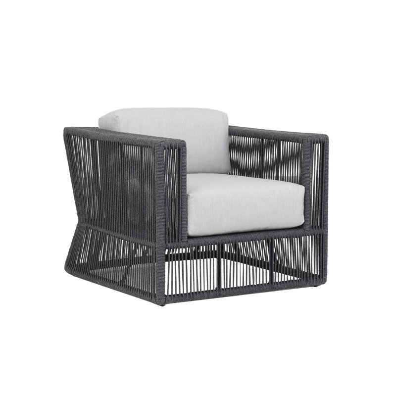 Milano Outdoor Lounge Chair, Echo Ash Sunbrella®, Black